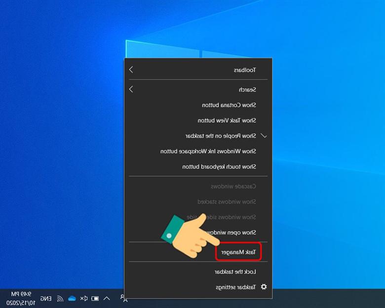 Khắc phục lỗi your Windows license will expire soon trước tiên nên khởi động lại Windows Explorer bằng cách ấn chuột phải trên thanh Taskbar chọn Task Manager