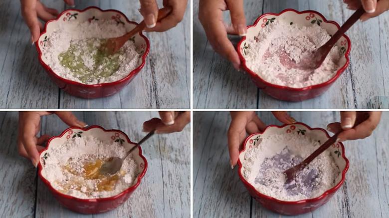 Cách làm chè trôi nước ngũ sắc: Làm vỏ bánh