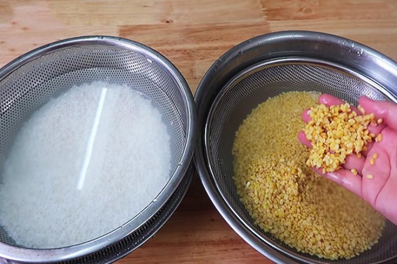 Nguyên liệu và dụng cụ cần khi cách nấu xôi bằng nồi cơm điện ngon với xôi đậu xanh nước cốt dừa